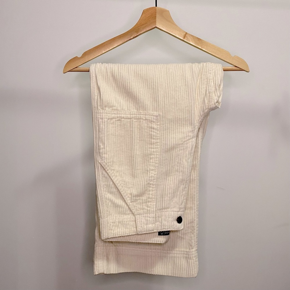 Abercrombie & Fitch Cropped Wide Leg Wale Corduroy Cream Pants Size XS